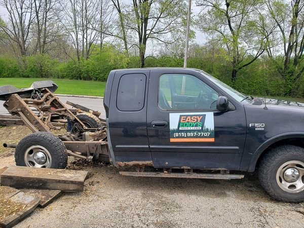 F150 with broken frame due to overloading