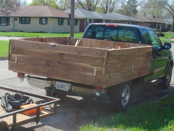 2001 F150 with wooden bed and fold-down sides